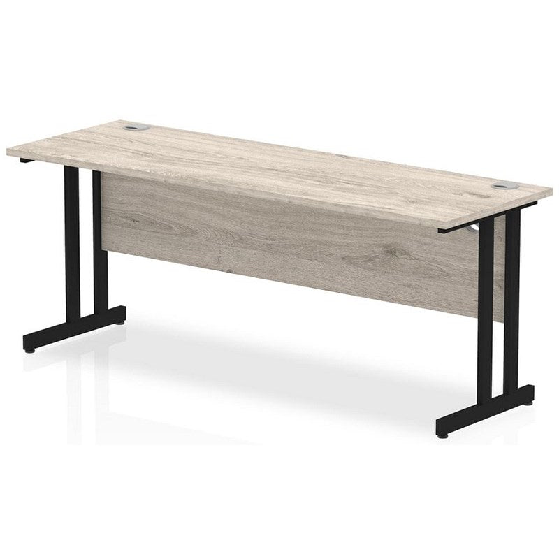 Impulse 1800mm Slim Rectangular Desk, Black Cantilever Leg, Grey Oak