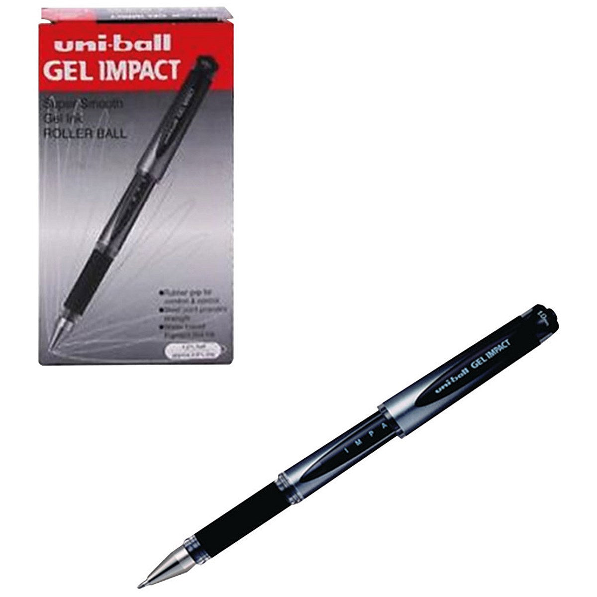 Uni-Ball UM153S Impact Gel Rollerball, Black, Pack of 12