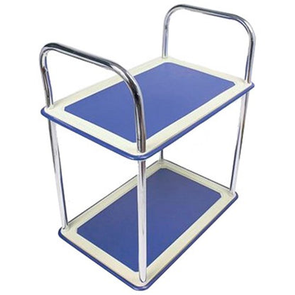 Barton 2 Shelf Trolley, Steel Frame, Capacity 120kg, Silver and Blue
