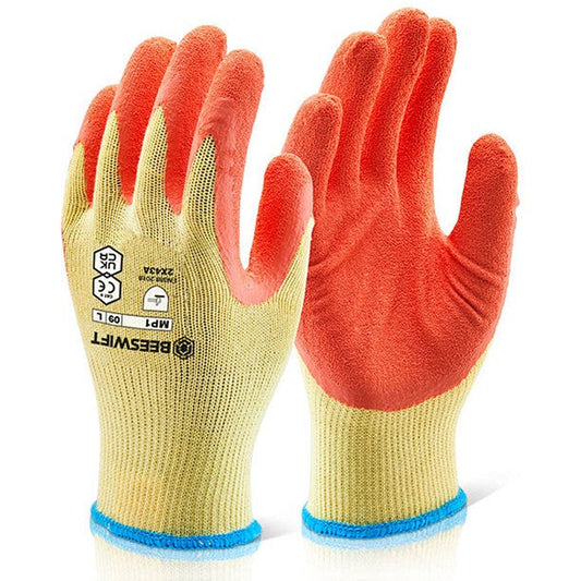 Beeswift Multi-Purpose Latex Palm Coated Gloves, Orange, Large Easy2Order : MP1ORL