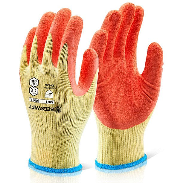 Beeswift Multi-Purpose Latex Palm Coated Gloves, Orange, Small Easy2Order : MP1ORS