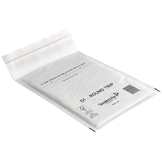 Mail Lite Round Trip Padded Mailer, D1 180x260mm, White, Pack of 100