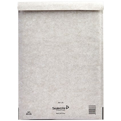 Mail Lite + Bubble Lined Postal Bag, Size J/6 300x440mm, White, Pack of 50