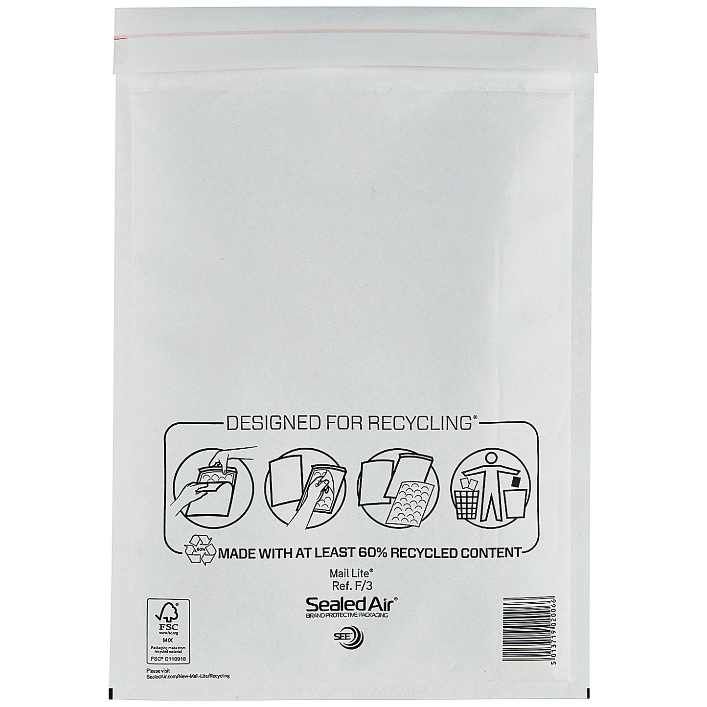Mail Lite Bubble Postal Bag, F/3 220x330mm, White, Pack of 50