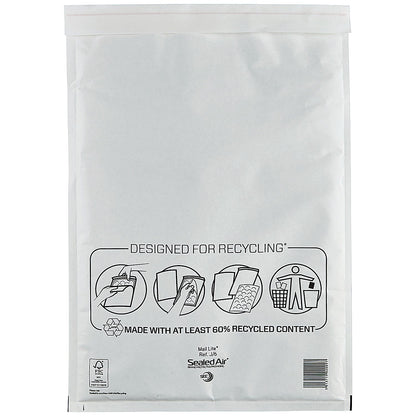 Mail Lite Bubble Postal Bag, J/6 300x440mm, White, Pack of 50