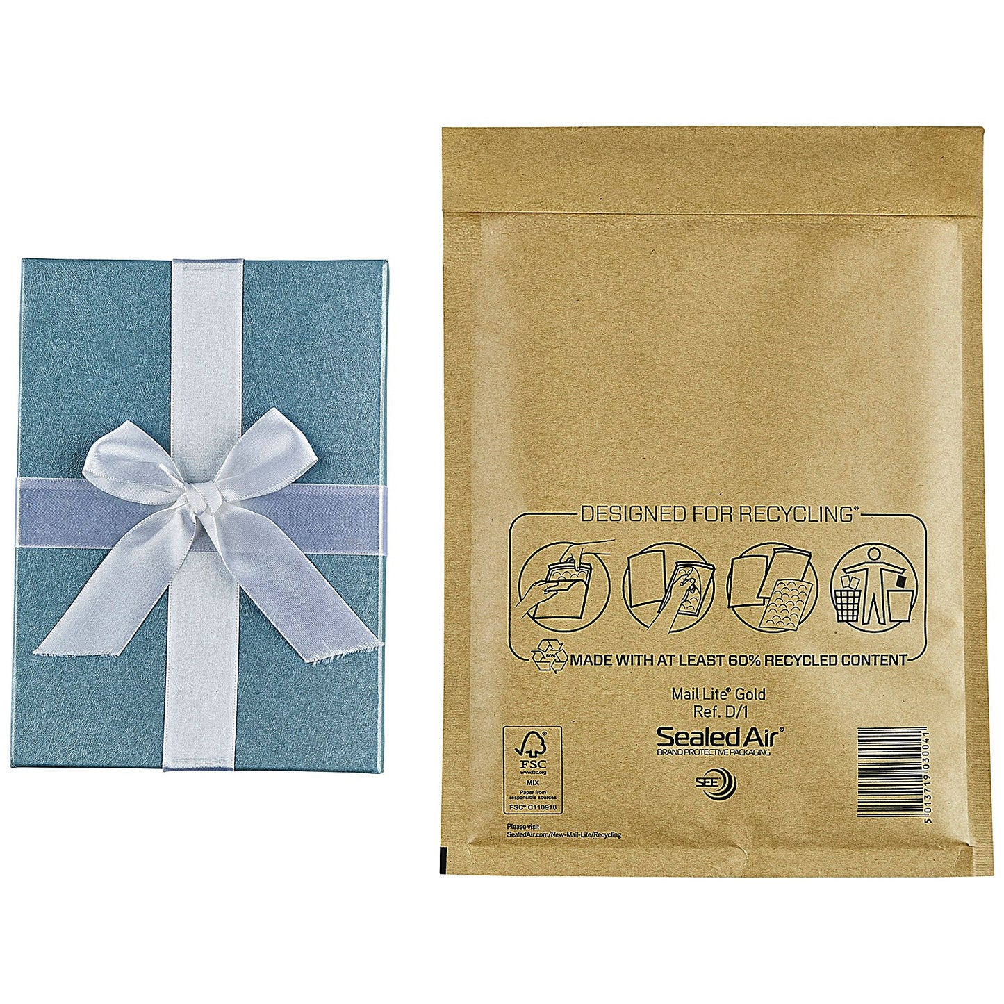 Mail Lite Bubble Postal Bag, Size D/1 180x260mm, Gold, Pack of 100