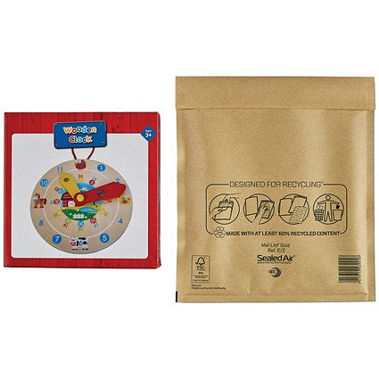 Mail Lite Bubble Postal Bag, Size E/2 220x260mm, Gold, Pack of 100