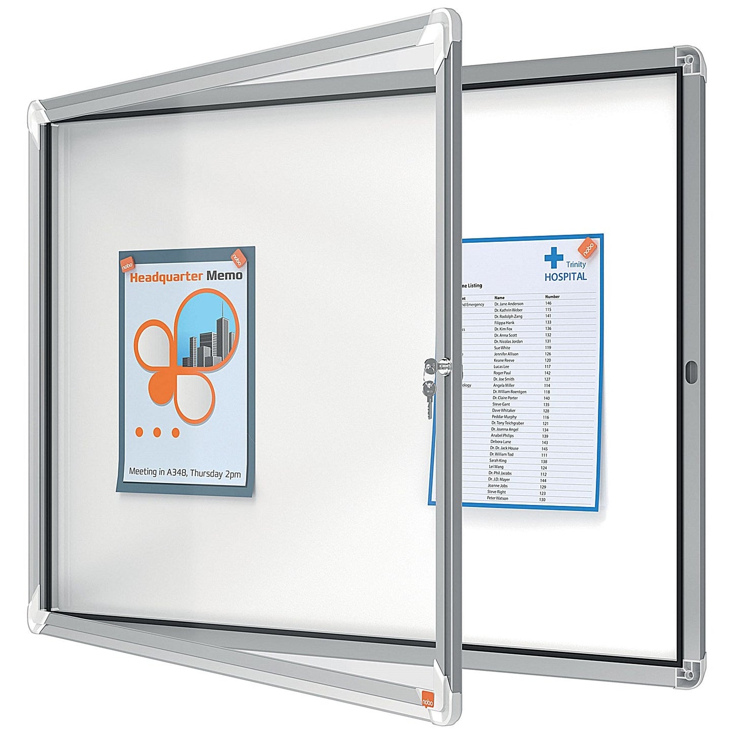 Nobo Premium Plus Magnetic Lockable Notice Board, 8xA4, W923xH667xD43mm Easy2Order : NB06390