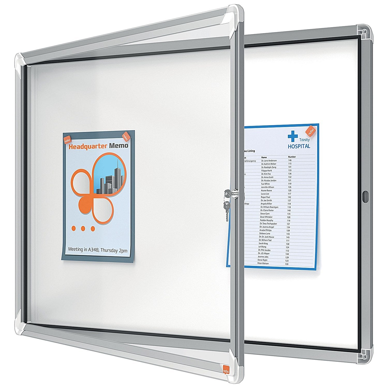 Nobo Premium Plus Magnetic Lockable Notice Board, 8xA4, W923xH667xD43mm Easy2Order : NB06390
