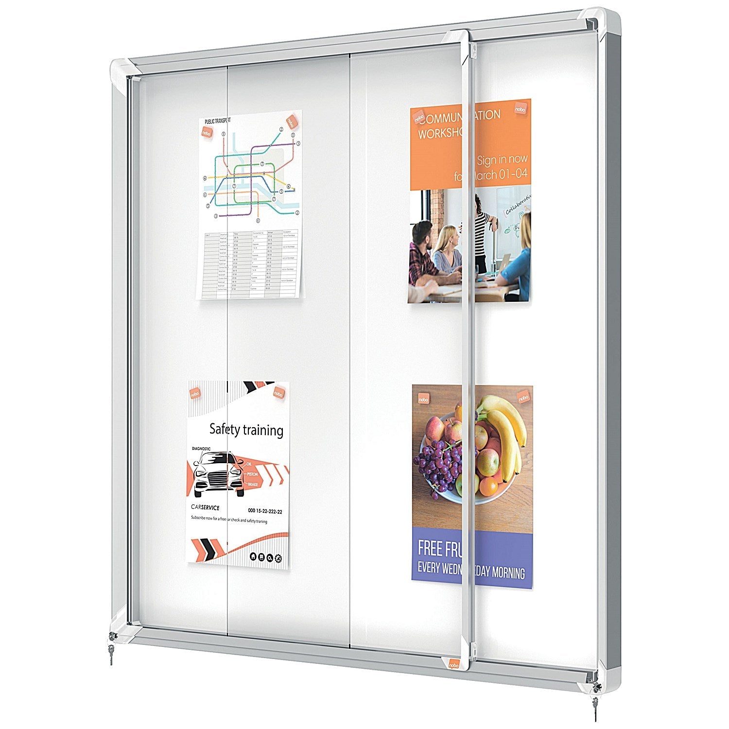 Nobo Premium Plus Outdoor Magnetic Lockable Notice Board, 12xA4, W923xH969xD43mm Easy2Order : NB06407