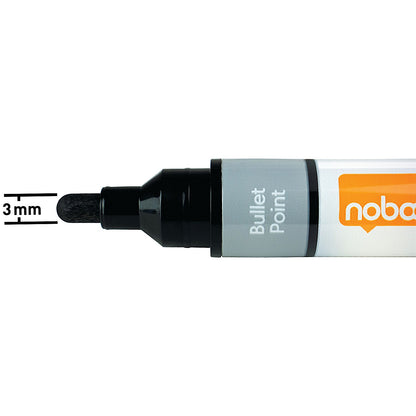 Nobo Liquid Ink Drymarker Drywipe Flipchart OHP, Bullet Tip, Assorted Colours, Wallet of 6