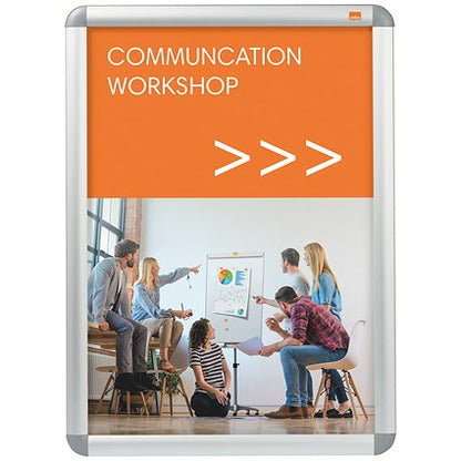 Nobo Premium Plus Poster Frame Sign Holder with Snap Frame, A2, Silver