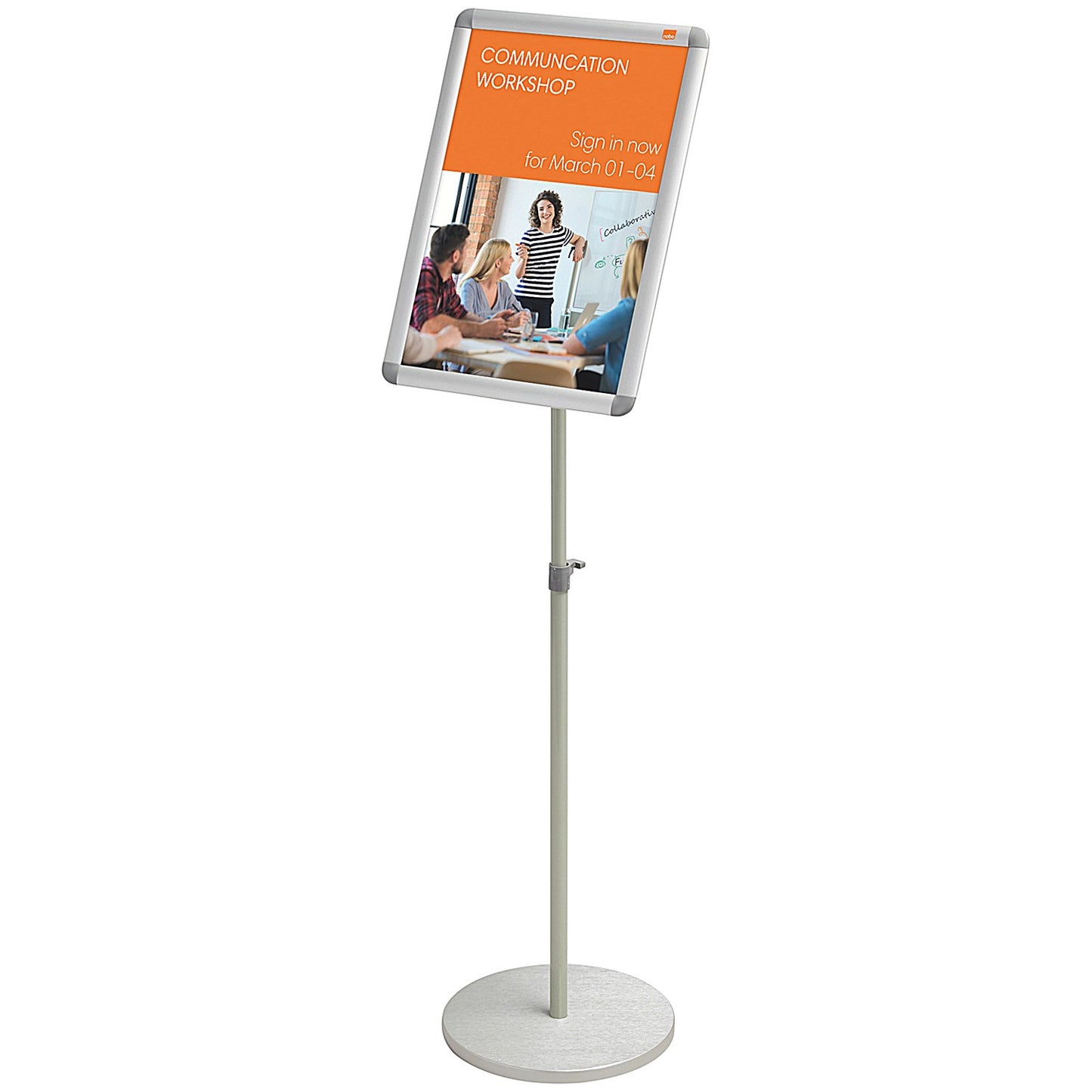 Nobo Premium Plus Poster Frame Sign Holder Display Stand with Snap Frame, A3, Silver