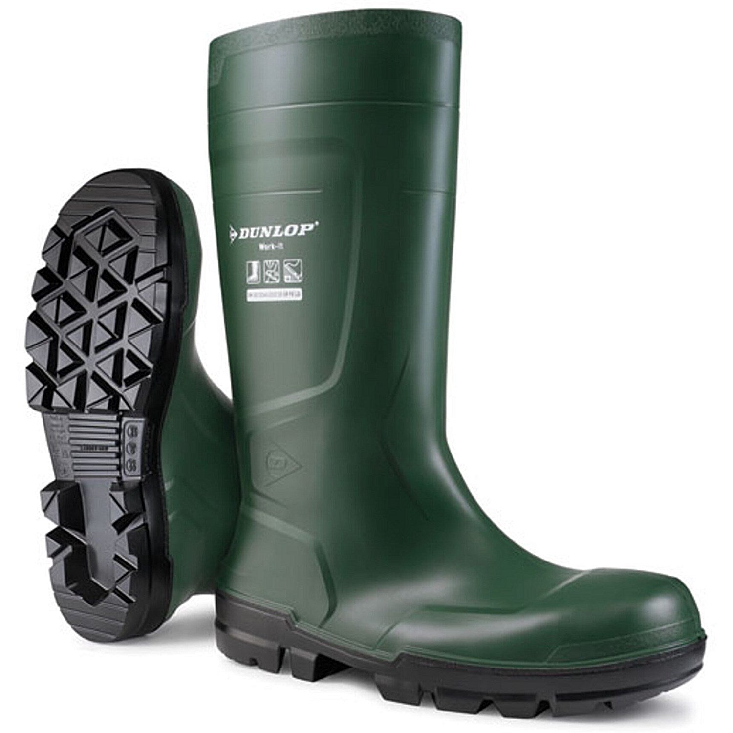 Dunlop Work-It Full Safety PVC Wellington Boots, Green, 9 Easy2Order : NB2KL0109