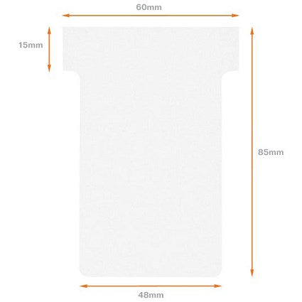 Nobo T-Cards 160gsm Tab Top 15mm W60x Bottom W48.5x Full H85mm Size 2 White Ref 2002002 [Pack 100]