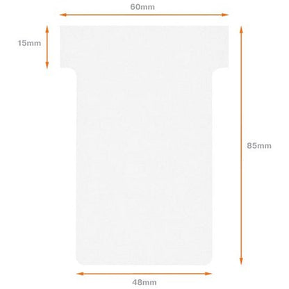 Nobo T-Cards 160gsm Tab Top 15mm W60x Bottom W48.5x Full H85mm Size 2 White Ref 2002002 [Pack 100]