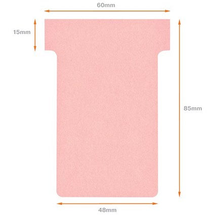 Nobo T-Cards 160gsm Tab Top 15mm W60x Bottom W48.5x Full H85mm Size 2 Pink Ref 2002008 [Pack 100]