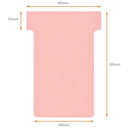 Nobo T-Cards 160gsm Tab Top 15mm W60x Bottom W48.5x Full H85mm Size 2 Pink Ref 2002008 [Pack 100]