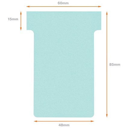 Nobo T-Cards 160gsm Tab Top 15mm W60x Bottom W48.5x Full H85mm Size 2 Light Blue Ref 2002006 [Pack 100]