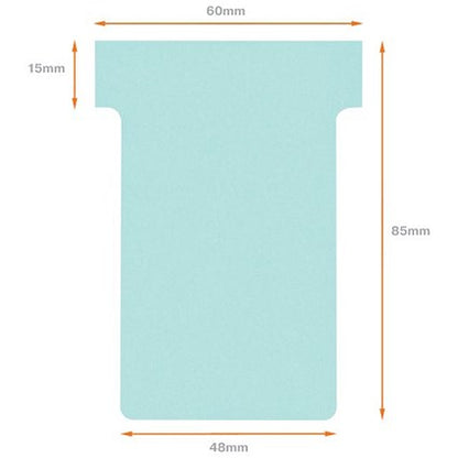 Nobo T-Cards 160gsm Tab Top 15mm W60x Bottom W48.5x Full H85mm Size 2 Light Blue Ref 2002006 [Pack 100]