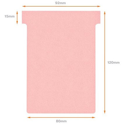 Nobo T-Cards 160gsm Tab Top 15mm W92x Bottom W80x Full H120mm Size 3 Pink Ref 2003006 [Pack 100]