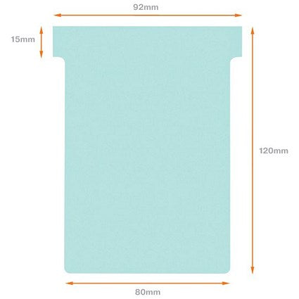 Nobo T-Cards 160gsm Tab Top 15mm W92x Bottom W80x Full H120mm Size 3 Light Blue Ref 2003006 [Pack 100]