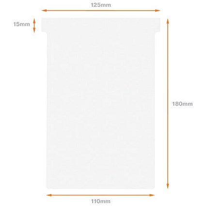 Nobo T-Cards 160gsm Tab Top 15mm W124x Bottom W112x Full H180mm Size 4 White Ref 2004002 [Pack 100]