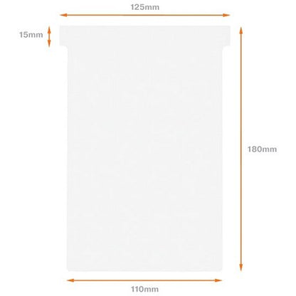Nobo T-Cards 160gsm Tab Top 15mm W124x Bottom W112x Full H180mm Size 4 White Ref 2004002 [Pack 100]