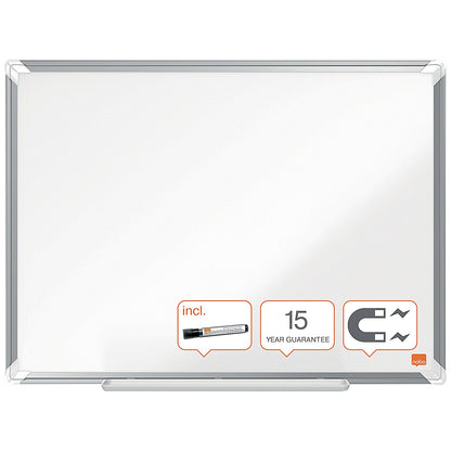 Nobo Premium Plus Steel Magnetic Whiteboard, Aluminium Frame, 600x450mm