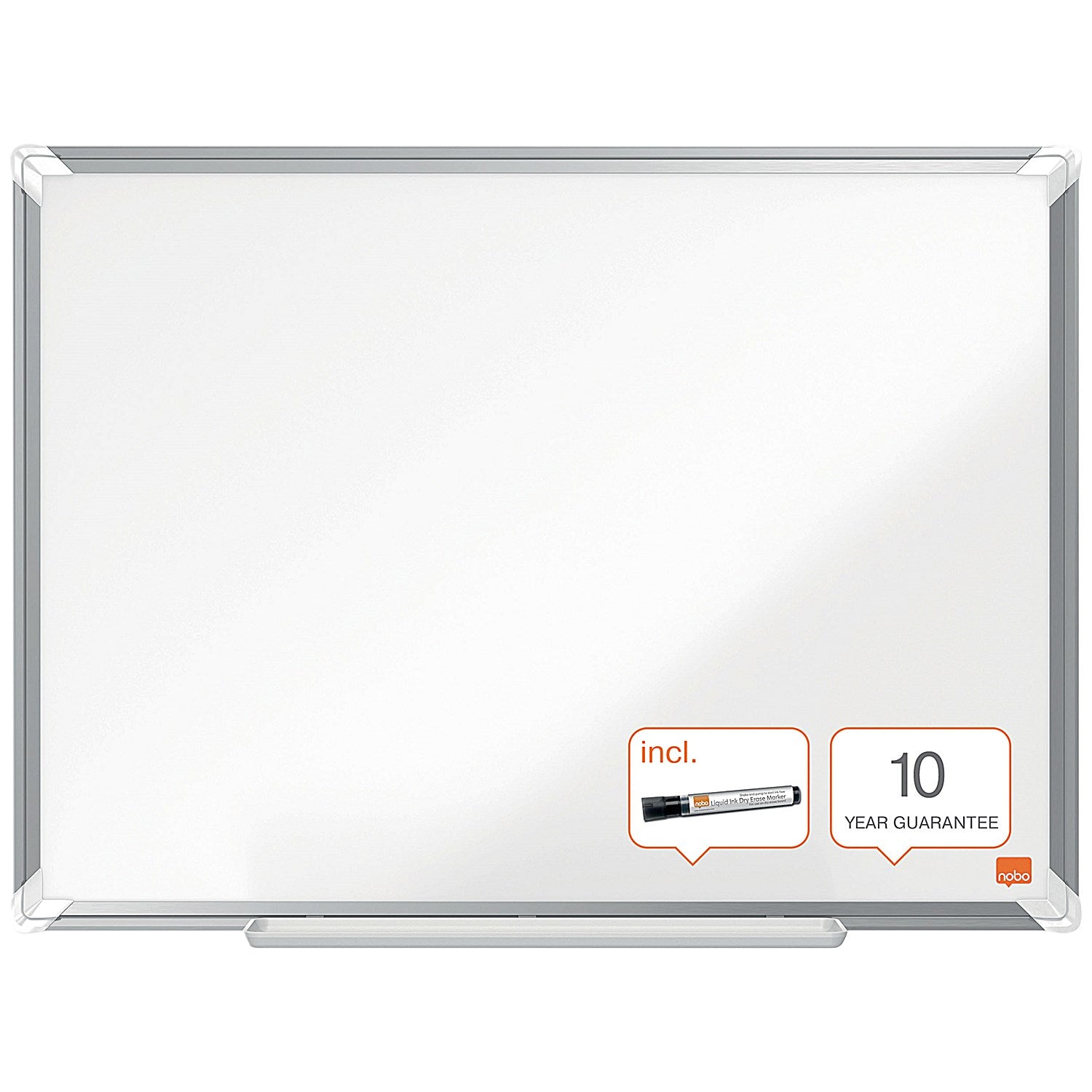 Nobo Premium Plus Melamine Whiteboard, Aluminium Frame, 1200x900mm