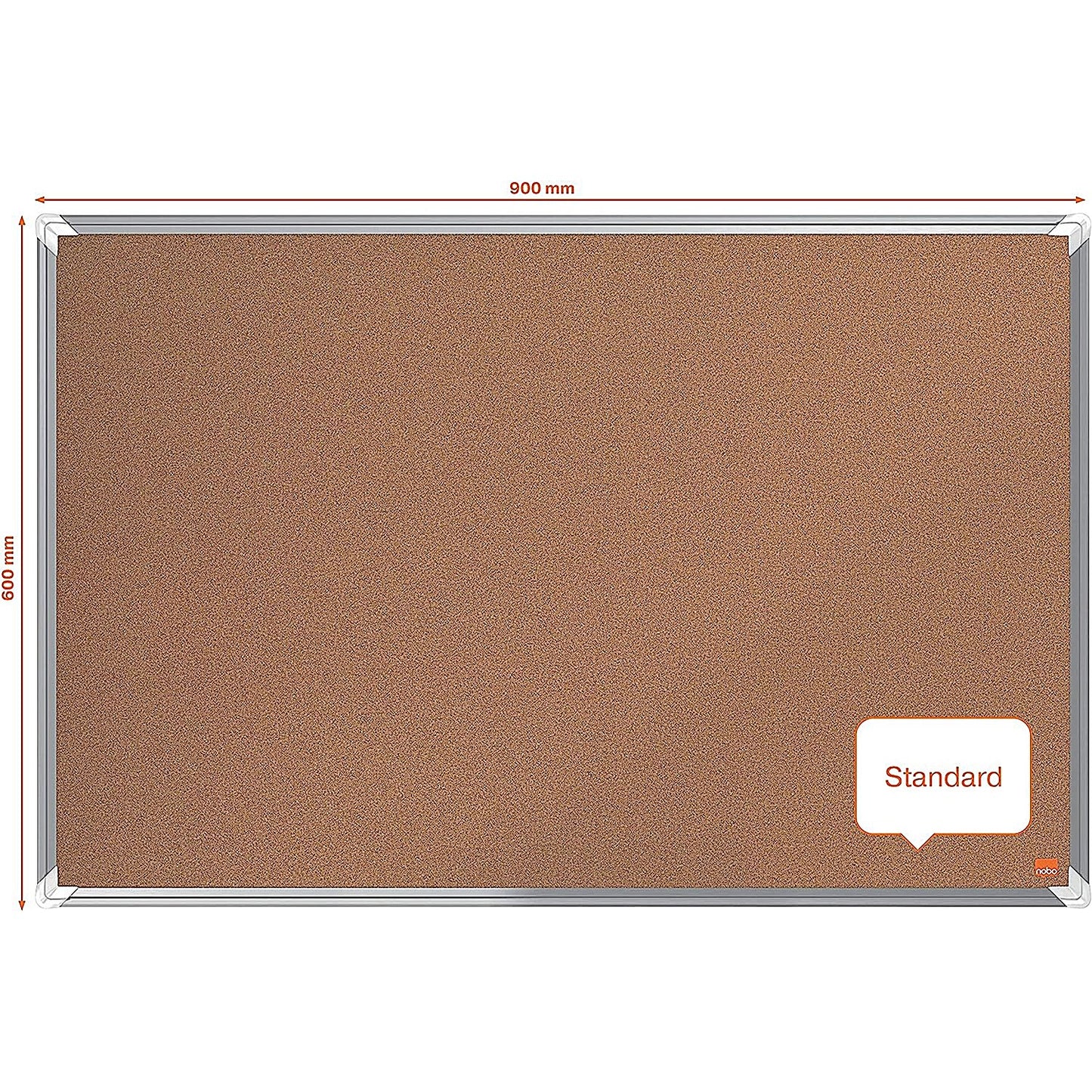 Nobo Premium Plus Cork Notice Board, 900 x 600mm, Aluminium Frame