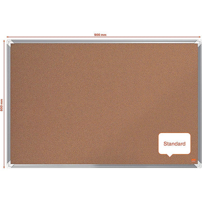 Nobo Premium Plus Cork Notice Board, 900 x 600mm, Aluminium Frame