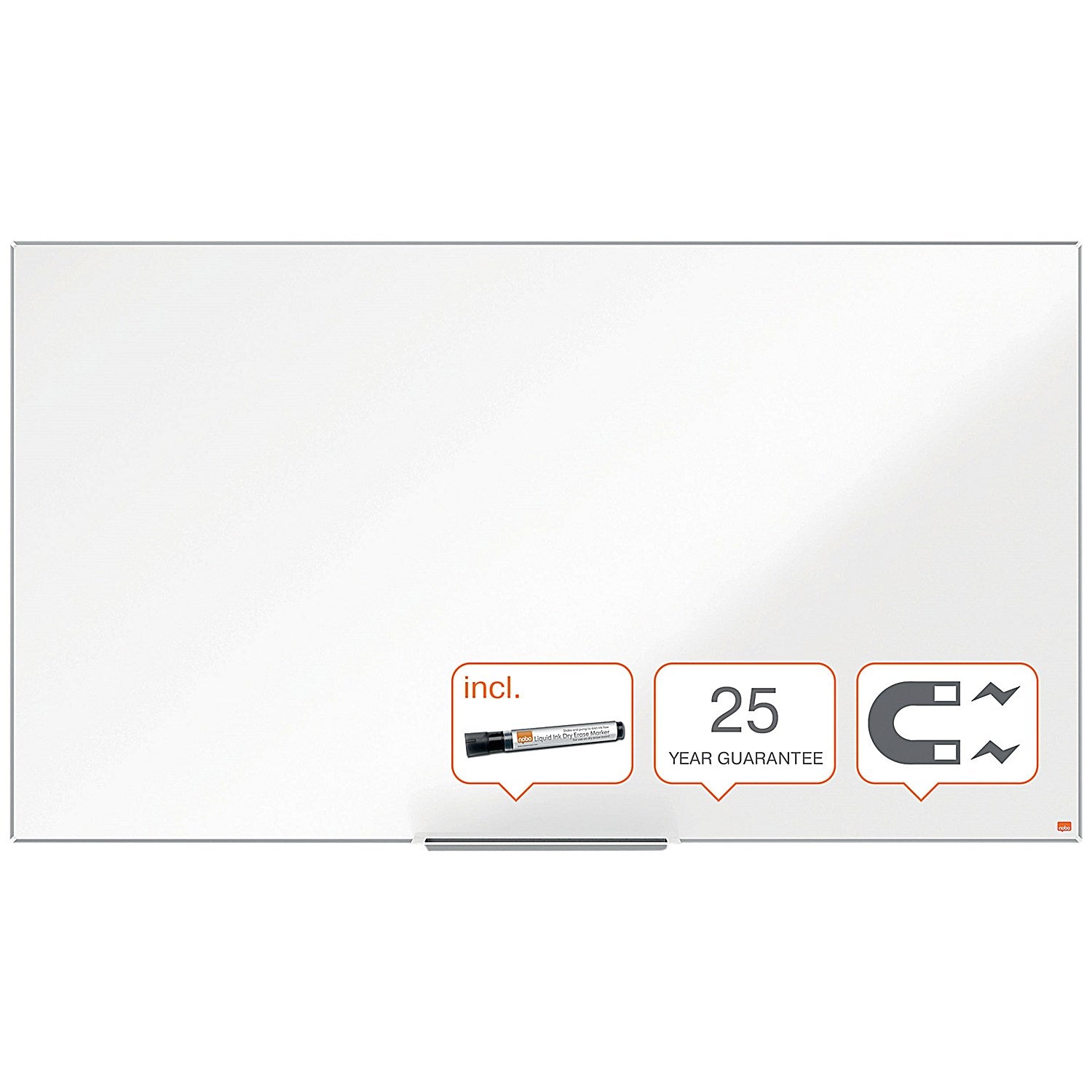 Nobo Impression Pro Widescreen Enamel Magnetic Whiteboard, Aluminium Frame, 890 x 500mm