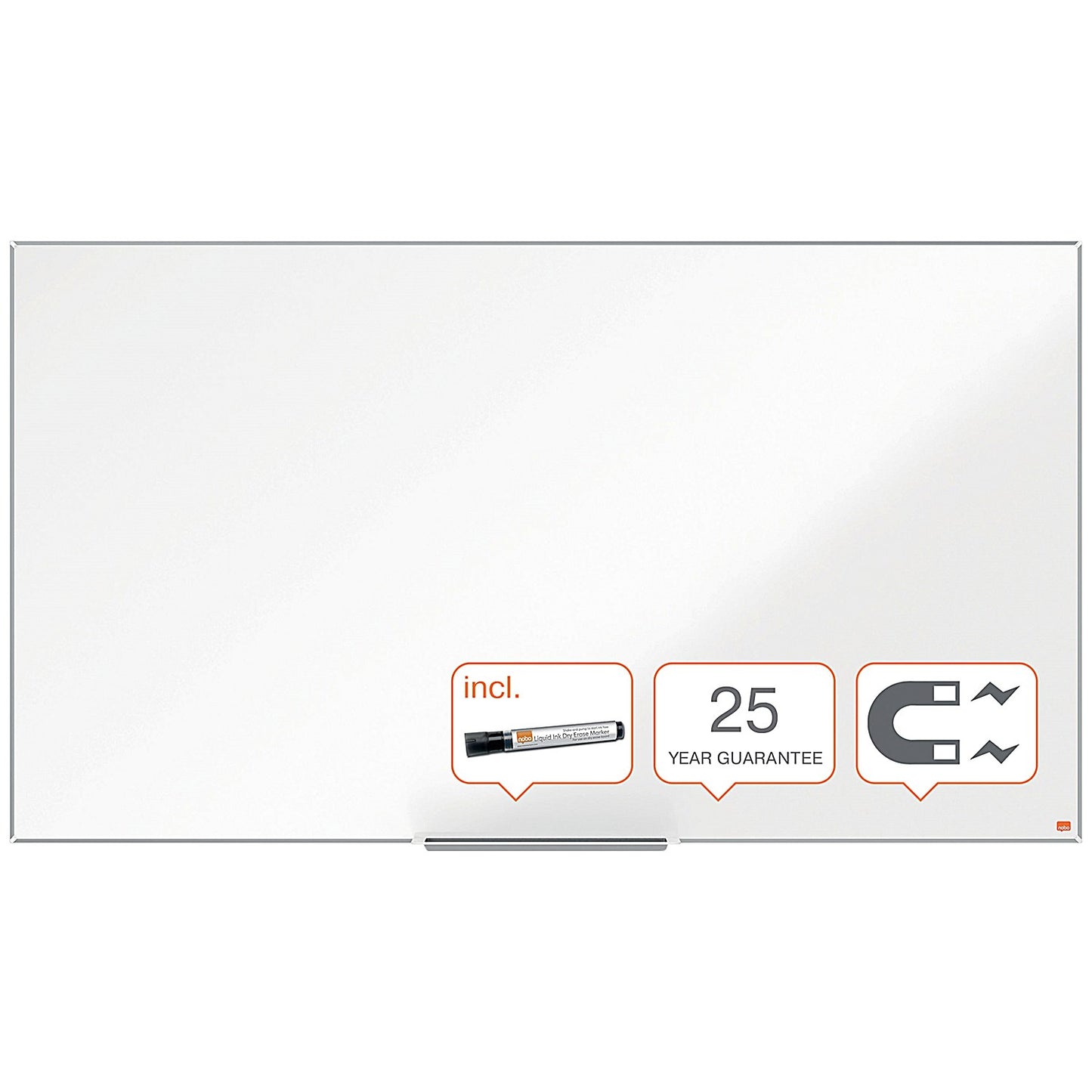 Nobo Impression Pro Widescreen Steel Magnetic Whiteboard, Aluminium Frame, 1880 x 1060mm