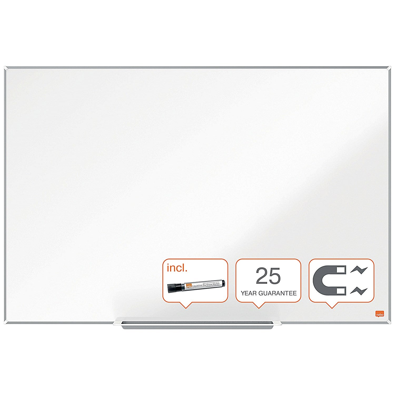 Nobo Impression Pro Enamel Magnetic Whiteboard, Aluminium Frame, 1200x900mm