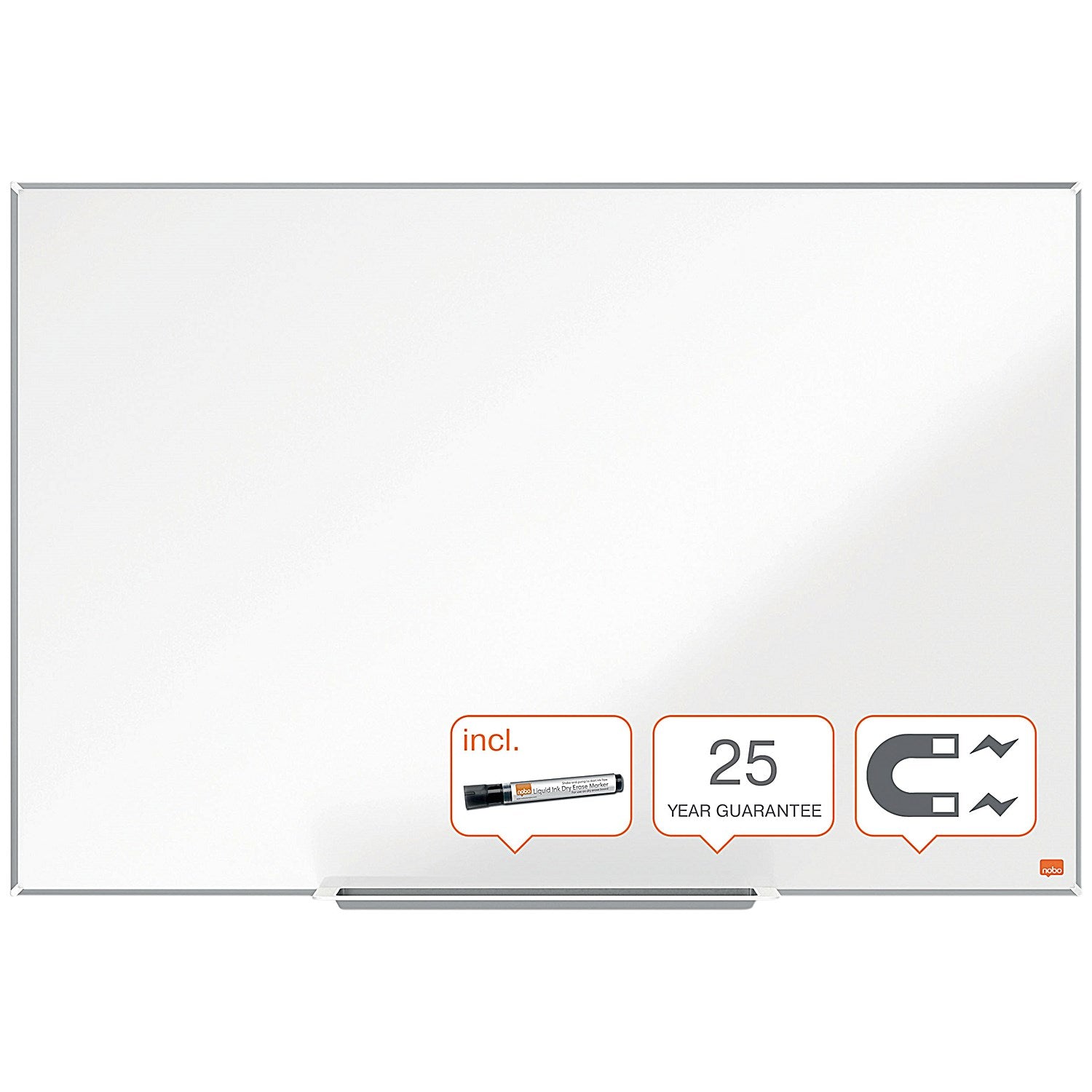 Nobo Impression Pro Enamel Magnetic Whiteboard, Aluminium Frame, 1800x1200mm
