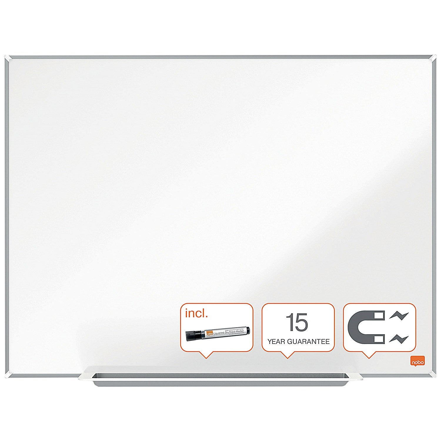 Nobo Impression Pro Steel Magnetic Whiteboard, Aluminium Frame, 600x450mm