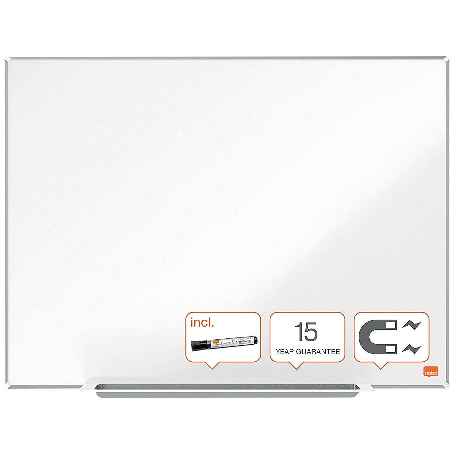 Nobo Impression Pro Steel Magnetic Whiteboard, Aluminium Frame, 900x600mm