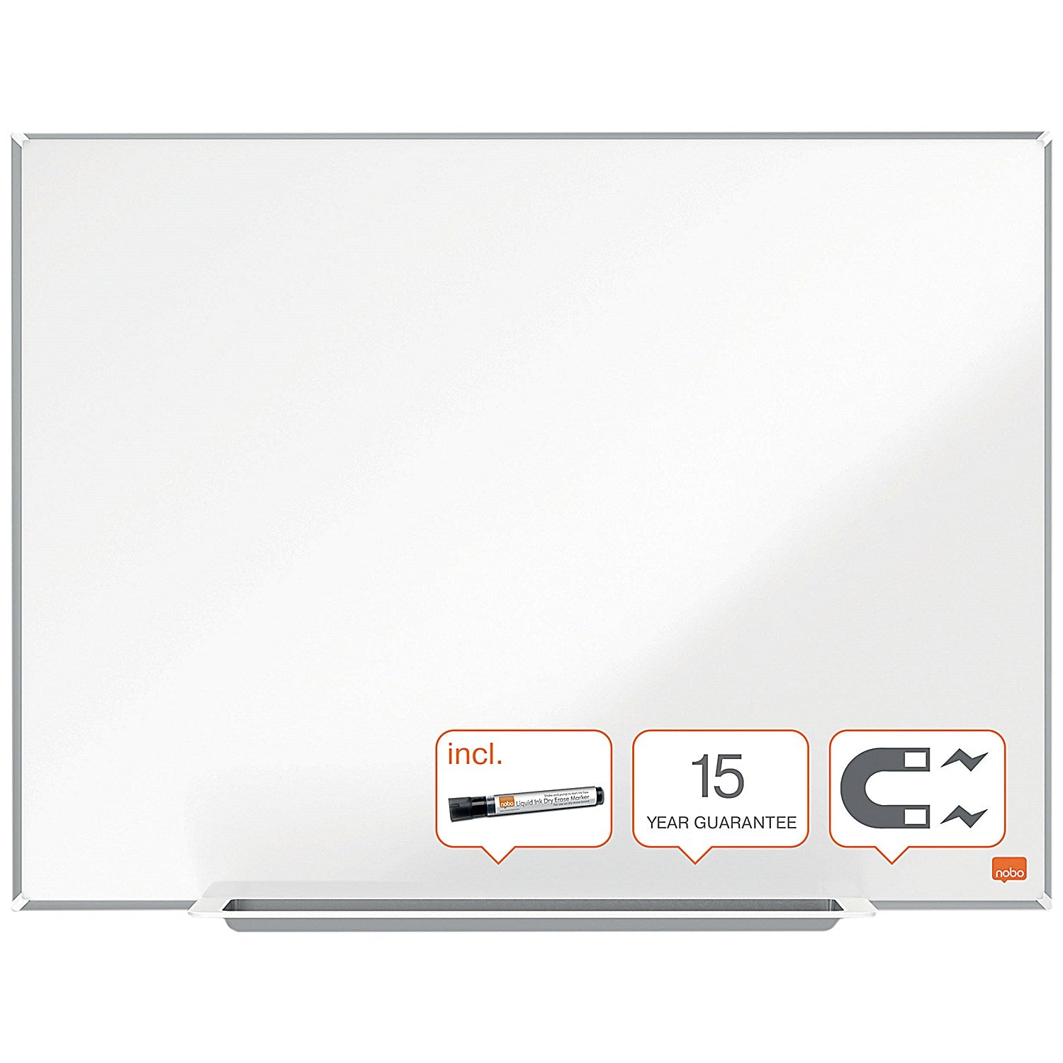 Nobo Impression Pro Steel Magnetic Whiteboard, Aluminium Frame, 1200x900mm