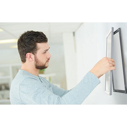 Nobo Poster Frame, A3, Anodised Clip Wall Mountable, Silver