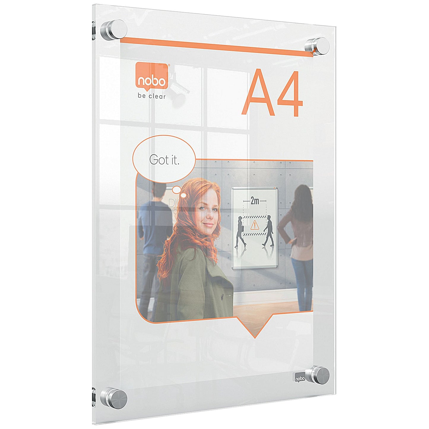 Nobo Acrylic Wall Mounted Poster Frame, A4, Clear