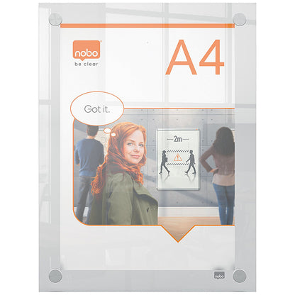 Nobo Acrylic Wall Mounted Poster Frame, A4, Clear