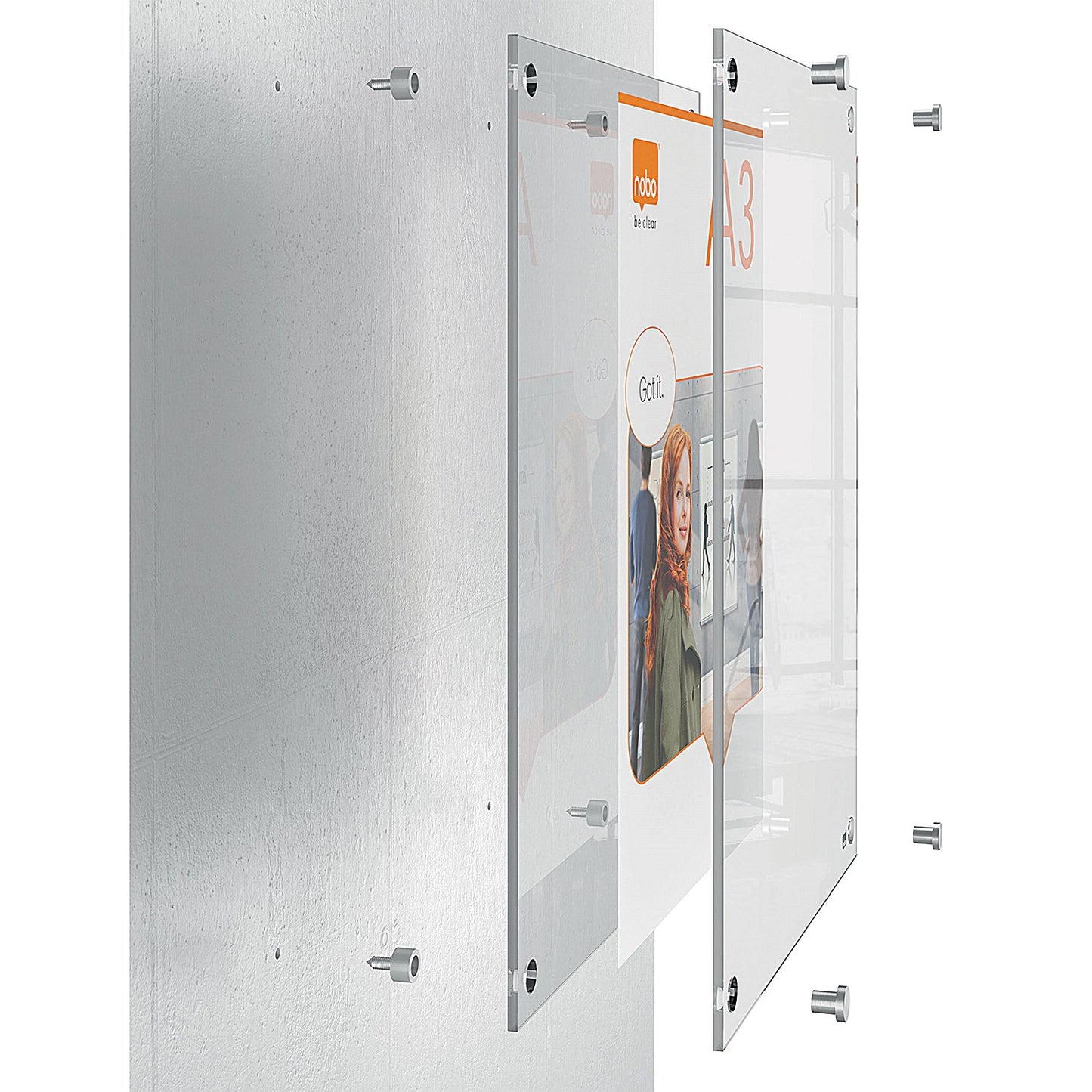 Nobo Acrylic Wall Mounted Poster Frame, A4, Clear