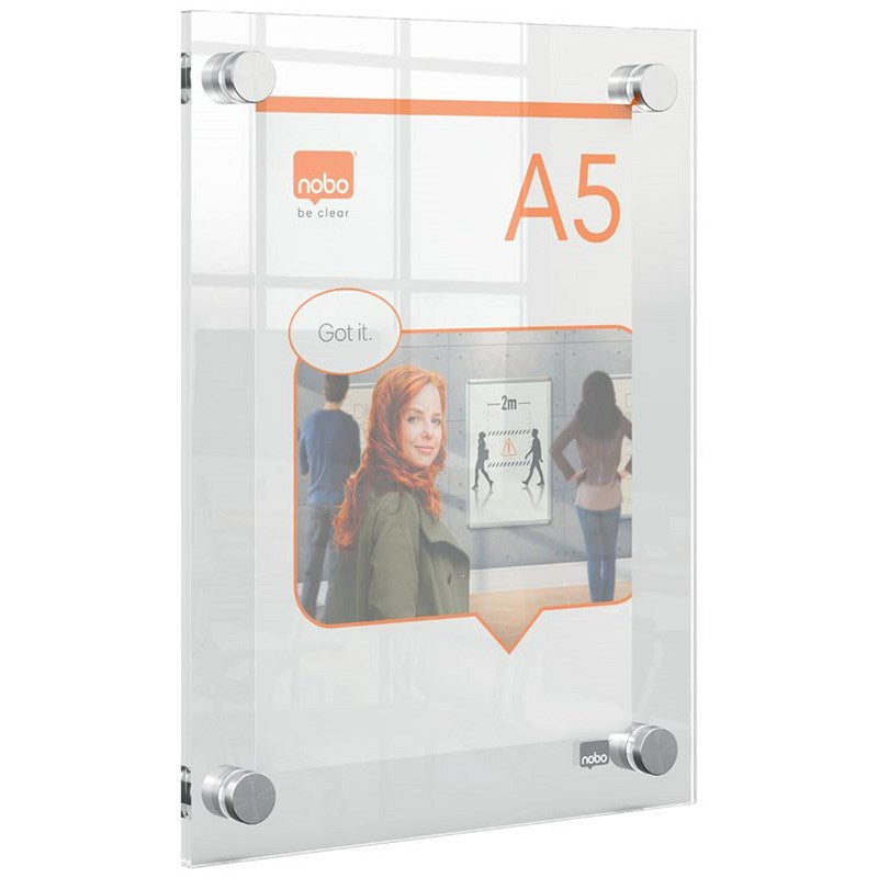 Nobo Acrylic Wall Mounted Poster Frame, A5, Clear