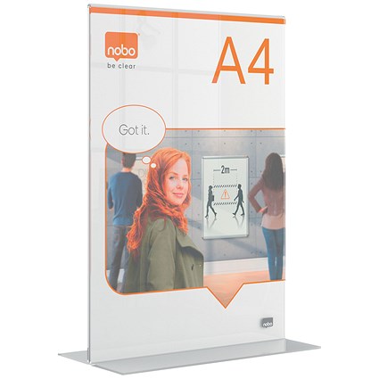 Nobo Counter Top Acrylic Freestanding Poster Frame, A4, Clear