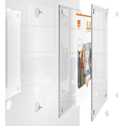 Nobo Acrylic Wall Mounted Repositionable Poster Frame, A4, Clear