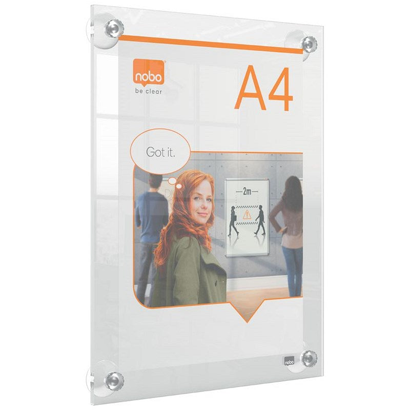 Nobo Acrylic Wall Mounted Repositionable Poster Frame, A4, Clear