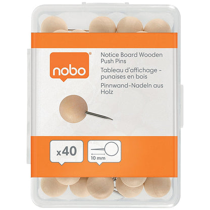 Nobo Noticeboard Wooden Push Pin (Pack of 40)