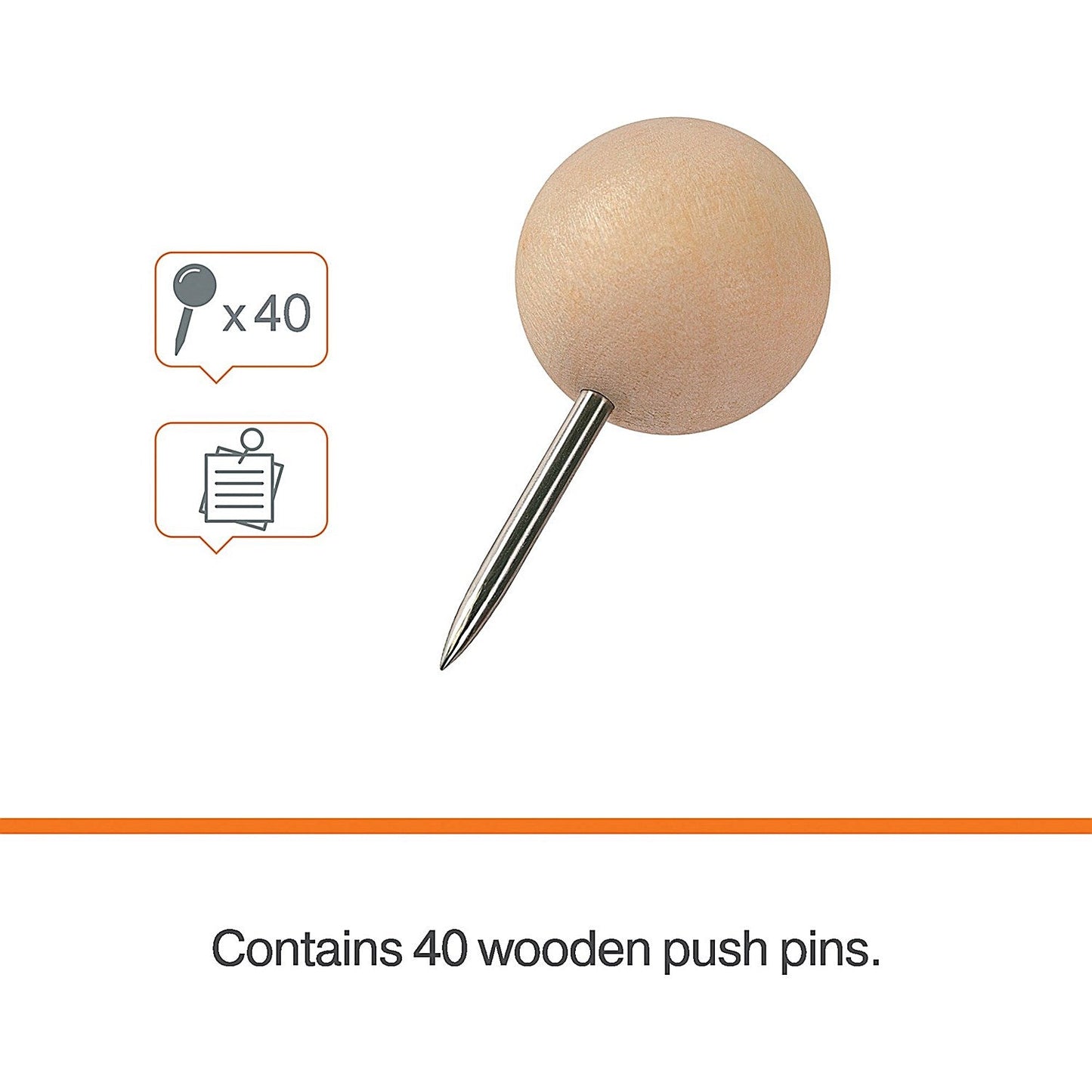 Nobo Noticeboard Wooden Push Pin (Pack of 40)