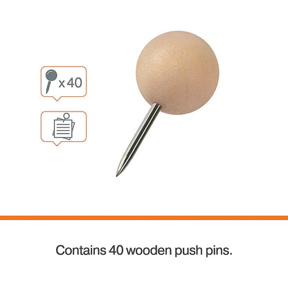 Nobo Noticeboard Wooden Push Pin (Pack of 40)